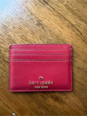 kate spade Red Card Holder with Gold Logo